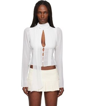 GUIZIO Ara Long Sleeve Blouse - White