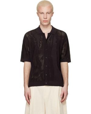 Lacoste Lacy Knit Crocodile Shirt - Black
