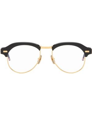 Thom Browne Acetate & Titanium Pilot Glasses - Brown