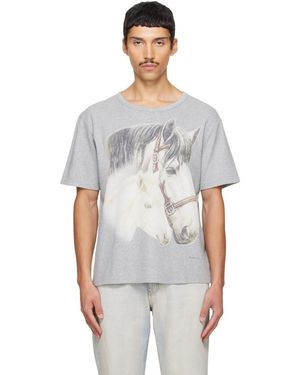 MM6 by Maison Margiela Horse Portrait Print T-Shirt - Grey