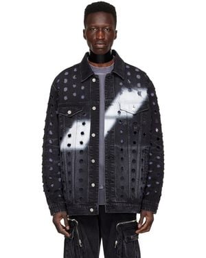we11done Logo Denim Jacket - Black
