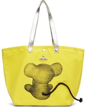 Vivienne Westwood Mouse Printed Canvas Utility Shopper Tote - Yellow