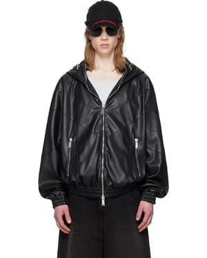 DSquared² Zipped Hoodie Faux-Leather Jacket - Black
