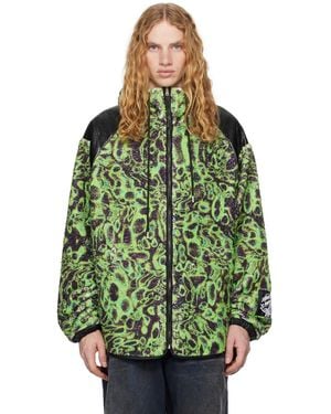 Acne Studios Printed Fleece Hooded Zip-Up Jacket - Green