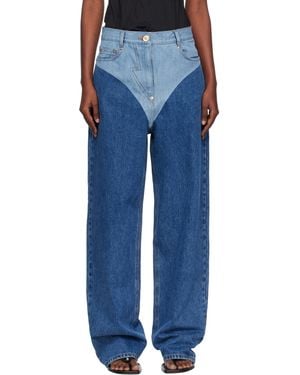 Pushbutton Panty Printed Wide Jeans - Blue