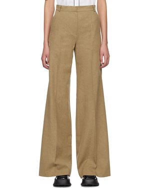 Pushbutton Wide-Legs Trousers - Natural