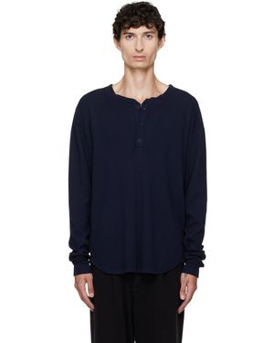 Les Tien Thermal Baseball Hem Henley - Blue