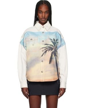 Palm Angels Off- Sunrise Palm Denim Overshirt - Black