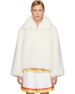 CASABLANCA Zip Faux-Fur Jacket - White