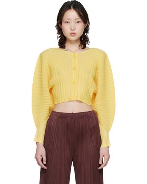 Pleats Please Issey Miyake Rib Pleats January Cardigan - Yellow