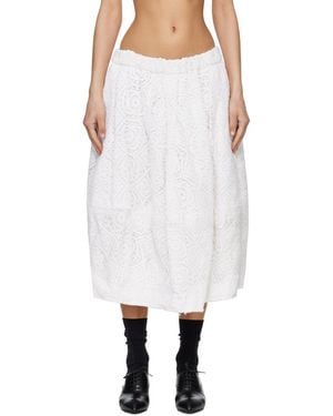 Comme des Garçons Cotton Chemical Lace Garment Treated Midi Skirt - White