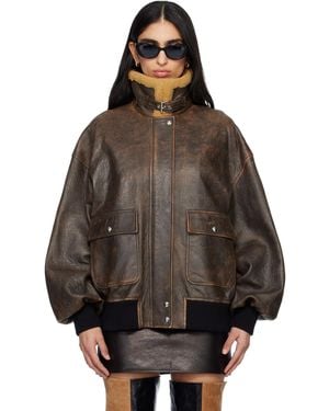 KHAITE Sandor Leather Jacket - Brown