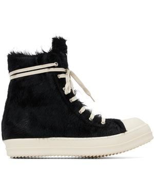 Rick Owens Tower Leather Hair-On Trainers - Black