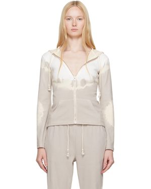 MM6 by Maison Martin Margiela グレー＆オフホワイト Interlock Cotton Jersey フーディ - ナチュラル