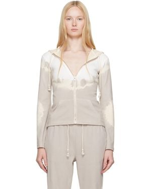 MM6 by Maison Martin Margiela Pull À Capuche Gris Et Blanc Cassé En Jersey Interlock De Coton - Neutre