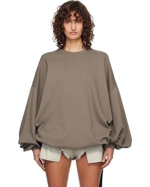 Rick Owens Temple Hun Crewneck Sweatshirt - Brown