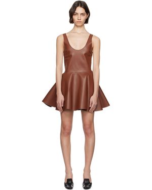 JW Anderson ブラウン Circle Skirt レザー ミニドレス - ブラック