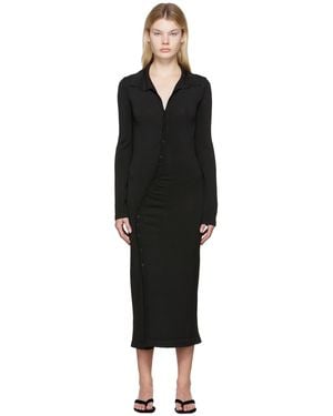 OLENICH Gathered Midi Dress - Black