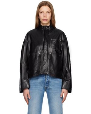Helmut Lang Black Patch Pocket Leather Jacket