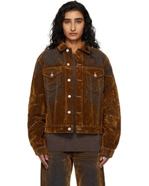 Acne Studios Flocked Denim Jacket - Brown