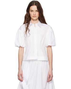 Simone Rocha ホワイト クロップド パフスリーブ シャツ