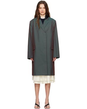 Jil Sander Manteau Vert Et Mauve À Col Contrastant Amovible - Noir