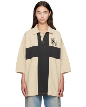 032c Fainting Cross Oversized Polo - Black