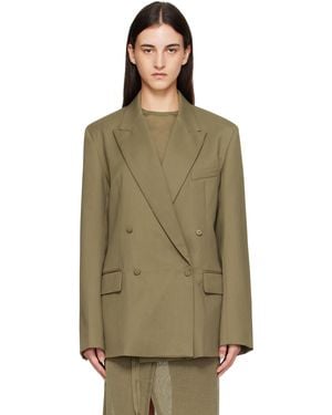 Frankie Shop Khaki Newark Double Breasted Blazer - Green
