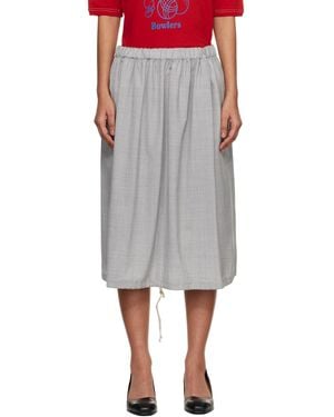 Comme des Garçons Wool Tropical Color Stripe Midi Skirt - Black