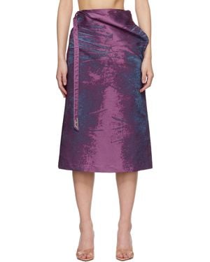 DIESEL Satin Denim Midi Skirt - Purple
