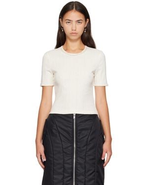 Simone Rocha Off- Embellished Cropped Pointelle T-Shirt - White