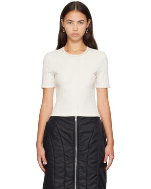Simone Rocha T-Shirt Écourté Blanc Cassé En Pointelle
