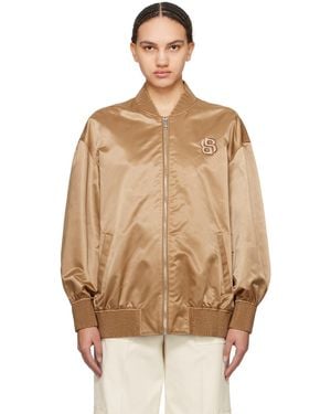BOSS Tan Zip Bomber Jacket - Brown