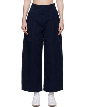 Studio Nicholson ネイビー Dordoni ボリューム トラウザーズ - ブルー