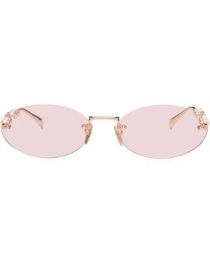 Gucci Oval Frame Sunglasses - Pink