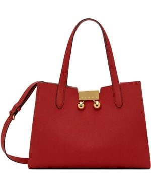Marni レッド スモール Trunkaroo レザー トートバッグ