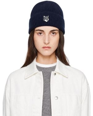 Maison Kitsuné Fox Head Large Beanie - Blue