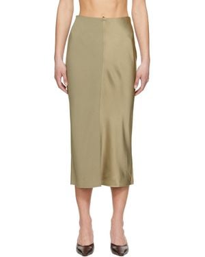 Ami Paris Taupe Straight Midi Skirt - Natural