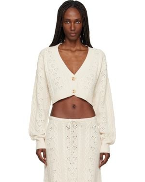 GUIZIO Off- Noah Wool Cable Crop Cardigan - Black