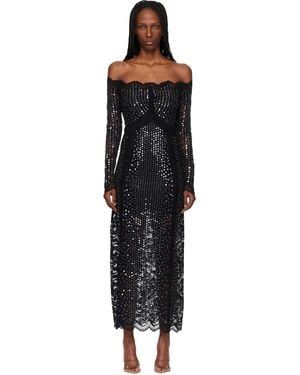 Rabanne Lace Sequin Midi Dress - Black