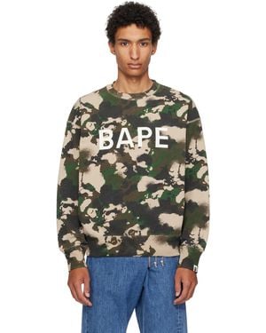 A Bathing Ape Map Camo Crewneck Sweatshirt - Black
