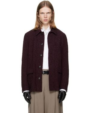 Dries Van Noten Burgundy Wool Bouclé Jacket - Purple