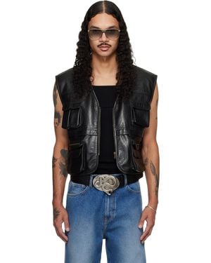 Lu'u Dan Cargo Faux-Leather Vest - Black