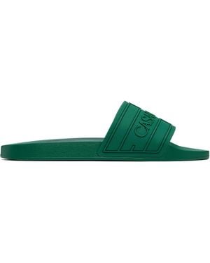 CASABLANCA Embossed-Logo Pool Slides - Green