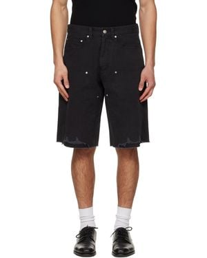 Tonywack Hand Distressed Hbt Double Knee Shorts - Black