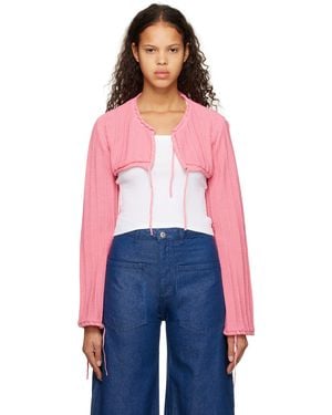OPEN YY Drawstring Cardigan - Pink