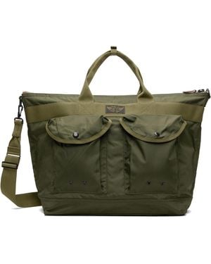 RRL Khaki Nylon Utility Messenger Tote - Green