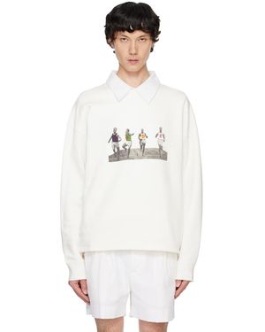 Bode Graphic Printed Fleece Sweatshirt - White