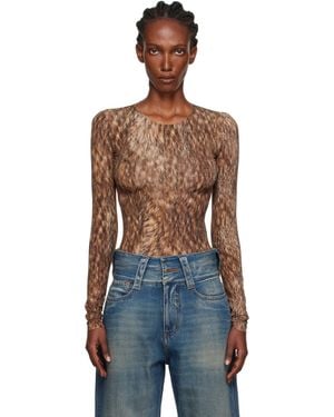 MM6 by Maison Martin Margiela Printed Jersey Bodysuit - Black