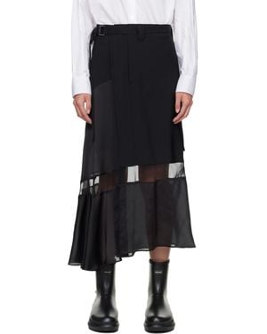 【sacai】ブラック アシンメトリー ミディアムスカート sacaiのブラック アシンメトリー ミディアムスカートがセール中